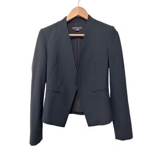 Theory Lanai Long Sleeve Collarless Open Front Blazer Jacket Black Size 2